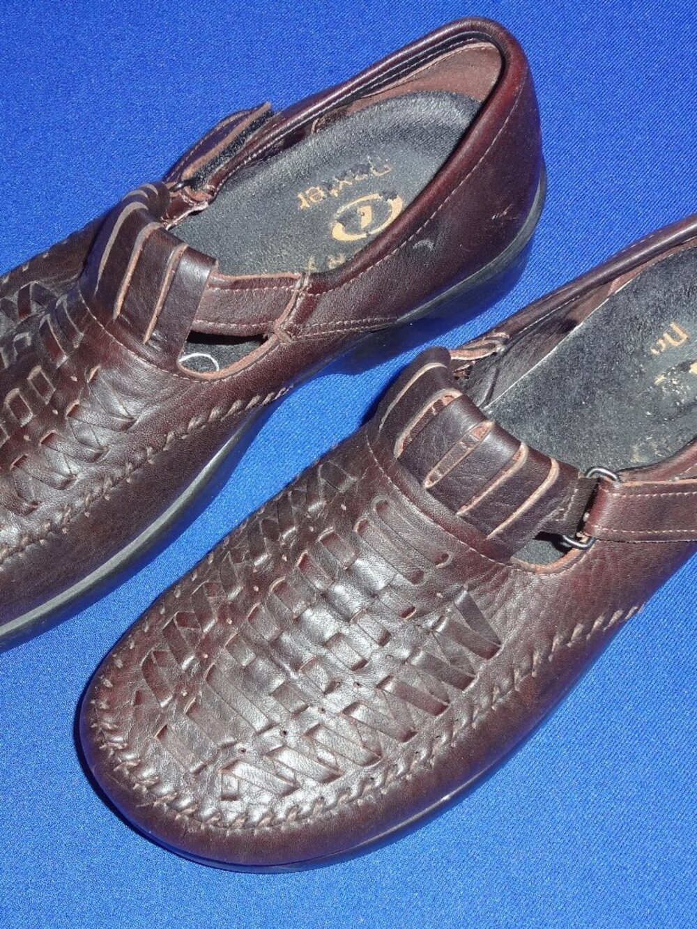 Dexter Shoes Brown Leather Hook & Loop Strap Loafers Women's Size 9 Medium